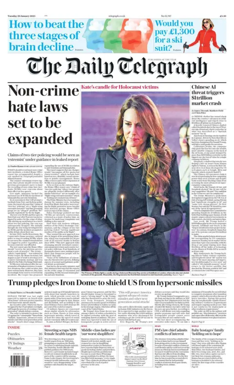 Daily Telegraph front page 28 January 2025