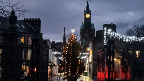 Dunfermline looking festive on a cold winter evening - sent in by Calum Taylor.