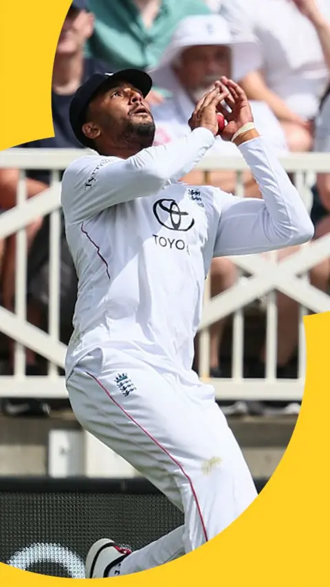 England's Emilio Gay catching ball 