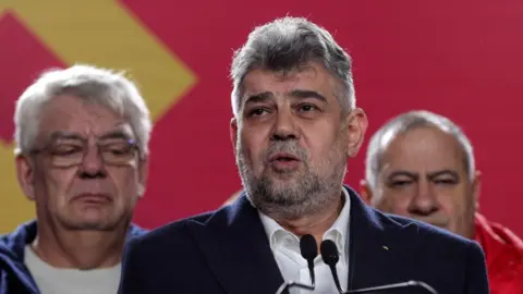Marcel Ciolacu celebrates election victory on 1 December 2024