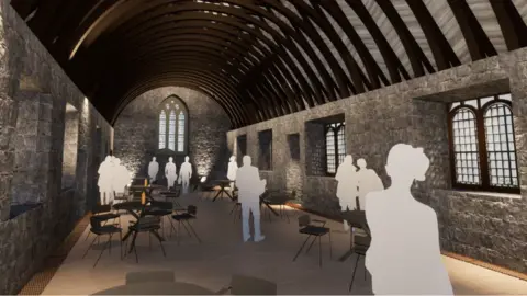 An artist's impression of how Greyfriars will look inside, complete with silhouettes of people