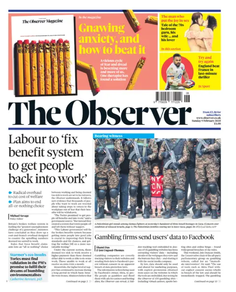 Observer newspaper front page