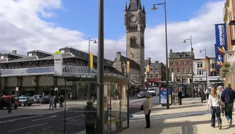 A general view of a bust stop in Darlington town centre