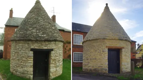 Jeff Tomlinson/Geograph David Brough A stone-built round house with a domed roof and small black door. The structure, to the left, looks worn, with the stonework yellowing and the roof's stonework a dark colour. Behind the structure is a red-brick house. The image on the right shows the same structure but the stonework looks clean and restored and sunlight is hitting the domed roof. There is a red-brick house behind the structure with large windows. 