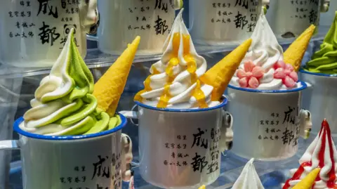 An ice cream display