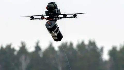 Getty Images Fibre optic drone, as demonstrated by Ukraine's armed forces