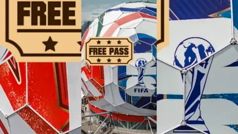 The Science World FIFA World Cup 2026 Ball Display in Vancouver with a superimposed graphic that says "Free Pass".