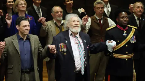 Getty Sir Ian McKellen and cast at the curtain call during the press night performance on 11 April, 2024