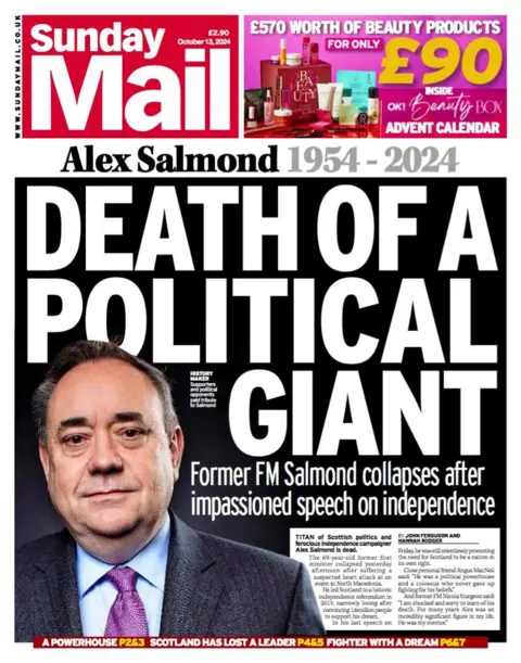 Scotland's papers: Tributes to 'towering figure' and 'political giant ...