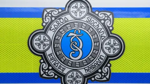 An Garda Síochána logo on the side of a car