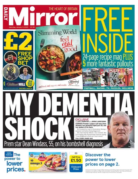 The headline in the Daily Mirror reads: My dementia shock