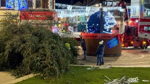 Stockton's Christmas tree was damaged in Storm Pia