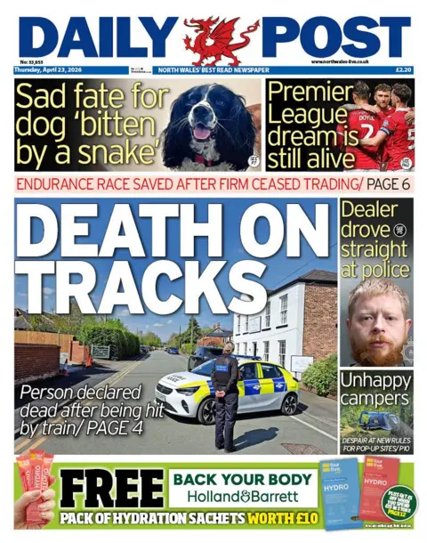 Daily Post The front page of Daily Post. The main headlines reads: 'death on tracks'