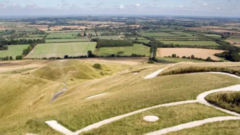 A general view from of the Uffington White Horse in Oxfordshire. 