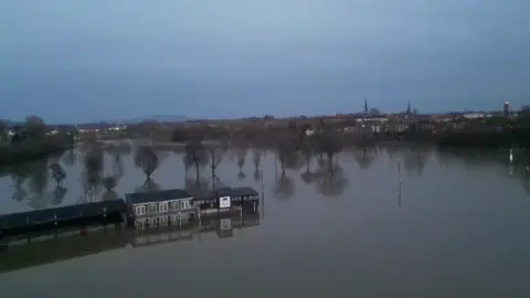 West Mid Showground Drone footage of the showground in flood