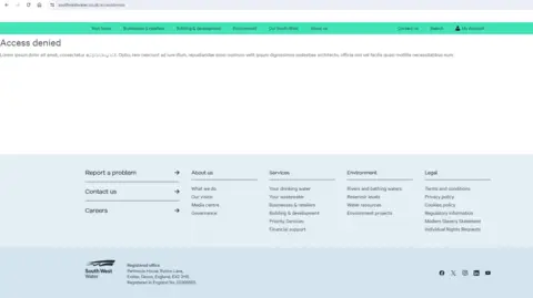 The South West Water website reads 'access denied'