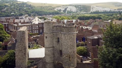 The town of Lewes, seen from the castle