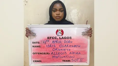 EFCC Photograph of Bobrisky after arrest 