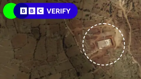 BBC/Planet Lab PBC Satellite image taken on January 21 shows new construction within the demilitarized buffer zone separating Israel from Syria.