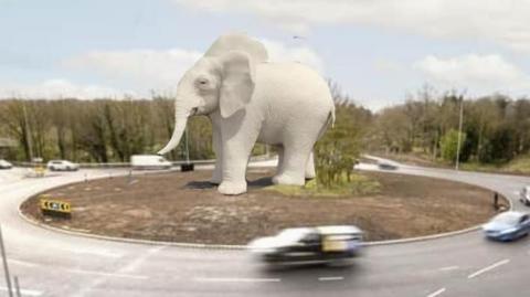 An AI-generated elephant on a roundabout 