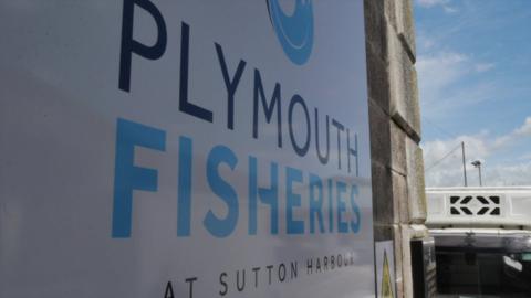 Plymouth Fisheries sign
