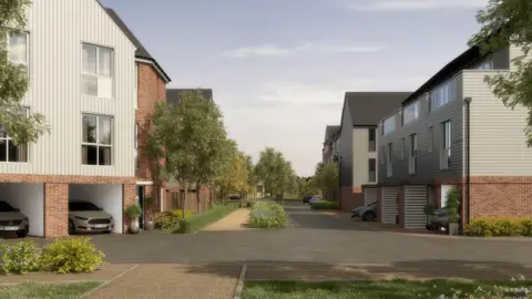 An artist's impression of new and affordable green homes. 