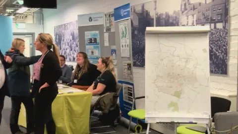 Visitors to the flooding drop-in event in Market Harborough