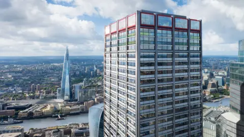 DBOX An illustrative image of the proposed skyscraper with The Shard seen on the other side of the River Thames