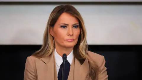 Getty Images Melania Trump speaks at roundtable