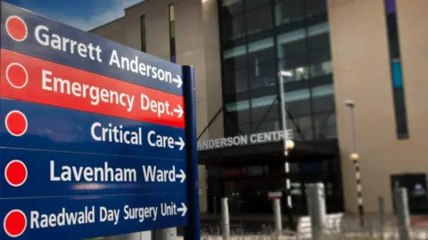 Signs at Ipswich Hospital outside the Garrett Anderson Centre