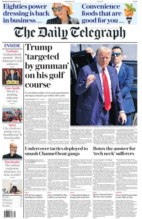 Prima pagina del Telegraph, titolo: Trump 