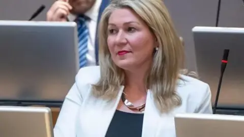 Senedd Cymru Laura Ann Jones in the Senedd chamber
