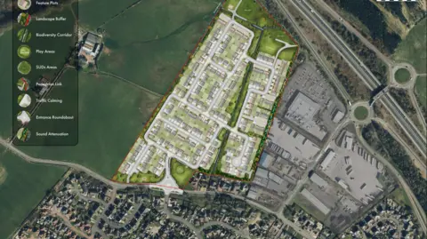 Persimmon Homes A map and artist's impression of a housing development