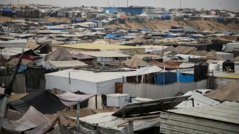 Reuters Tents for displaced people in the al-Mawasi area of southern Gaza (15 October 2024)