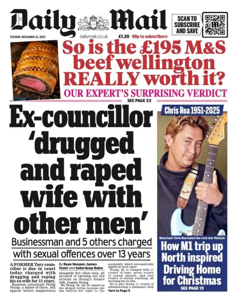 "Ex-councillor 'drugged and raped wife with other men'."