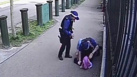 Handout image from CCTV issued by Metropolitan Police of showing Abdullah Sabah Albadri being detained outside Israeli embassy on 28 April 2025