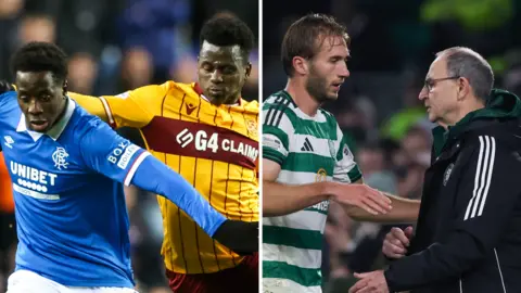 Rangers' Djeidi Gassama, Motherwell's Ibrahim Said and Celtic's Benjamin Nygren and Martin O'Neill