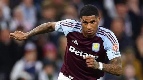 Marcus Rashford in action for Aston Villa