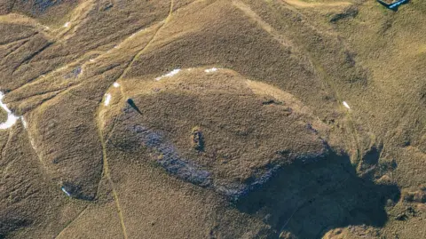 Historic England Aerial photograph of the grassy Yorkshire Dales site