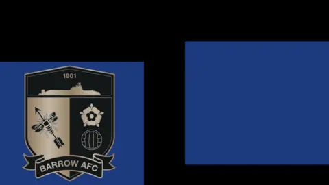 Barrow AFC graphic with anniversary crest
