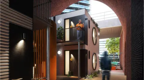 Embassy Village An image of the proposed village, built using containers