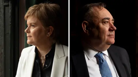 Composite representation  of Nicola Sturgeon and Alex Salmond