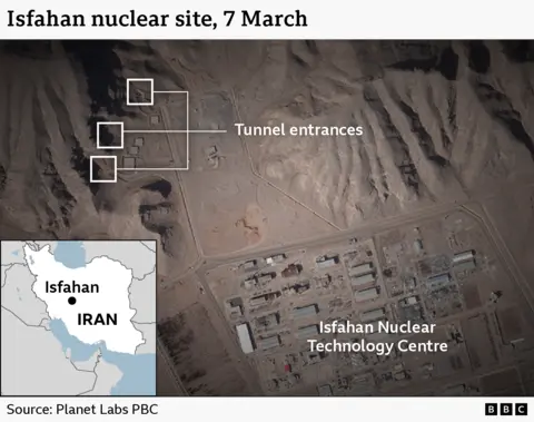 A satellite image of the Isfahan nuclear site