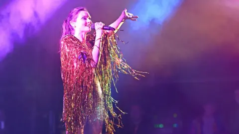 Reuters Sophie Ellis-Bextor performs as a guest for Peggy Gou on the Park Stage during the Glastonbury Festival, 29 June 2024