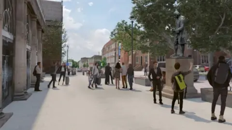 Stoke on Trent City Council Artist's impression of the relocated statue