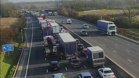 M6 closed southbound near Stoke on Trent after two vans crash