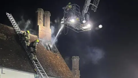 Suffolk Fire and Rescue Service Roof fire in Hasketon, Suffolk