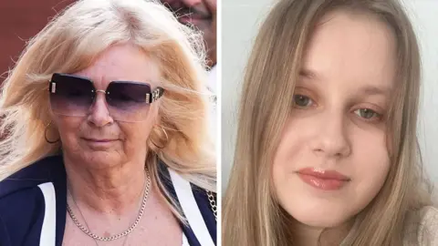 A composite image of Karen Spragg arriving at court in formal clothing and a picture of Julie Wandel
