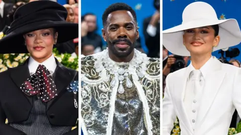 A composite image of Rihanna, Colman Domingo and Zendaya at the Met Gala 2025
