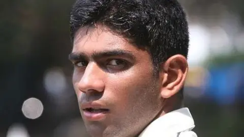 Getty Images Saurabh Netravalkar bowls during the match between Vengaskar XI Vs Wangankar XI at Oval Maidan in 2011